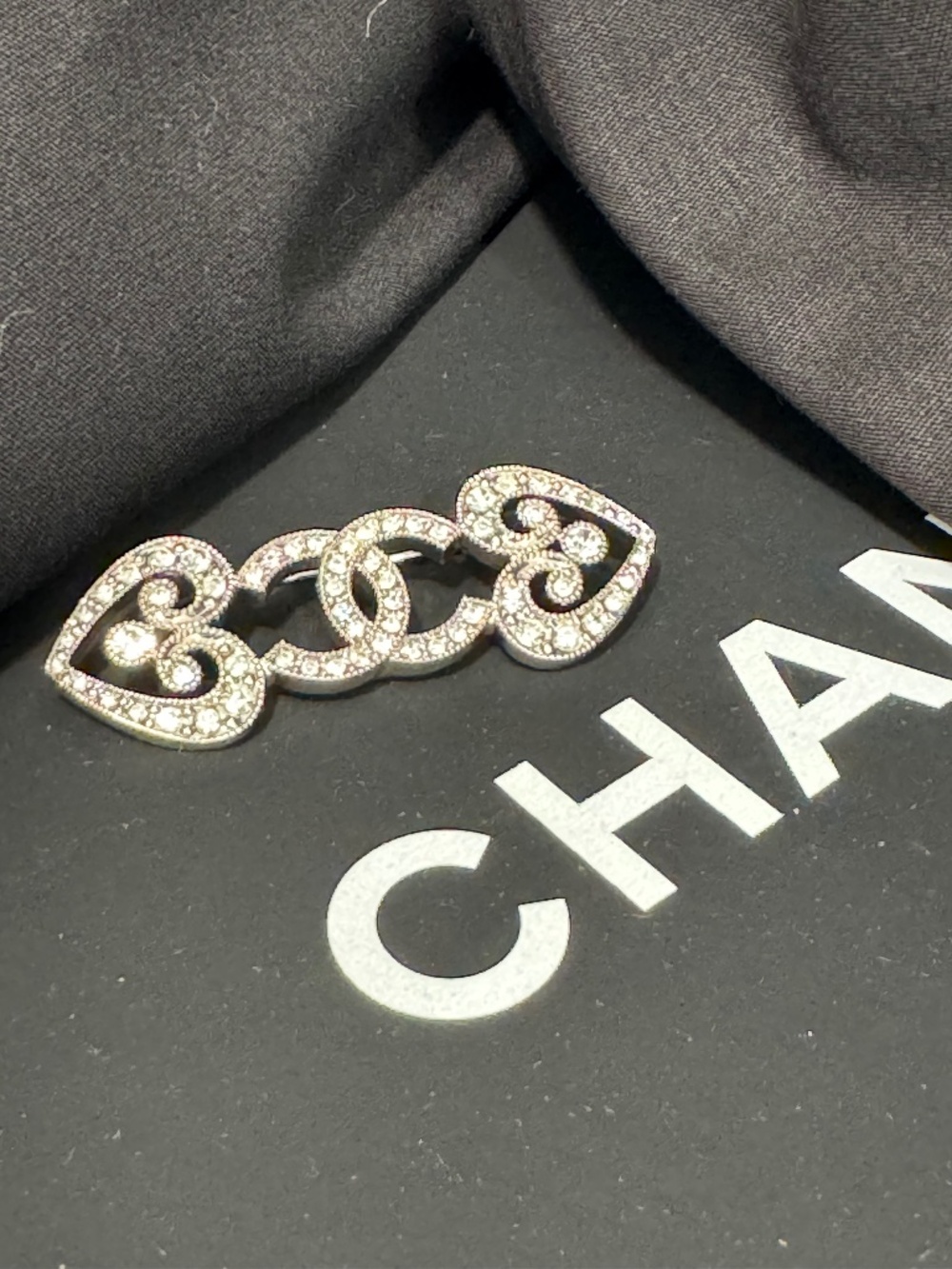 Chanel crystal silver authentic brooch